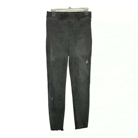 SPANX Denim - SPANX high waist pull on distressed black skinny denim jeans-sizeMedium